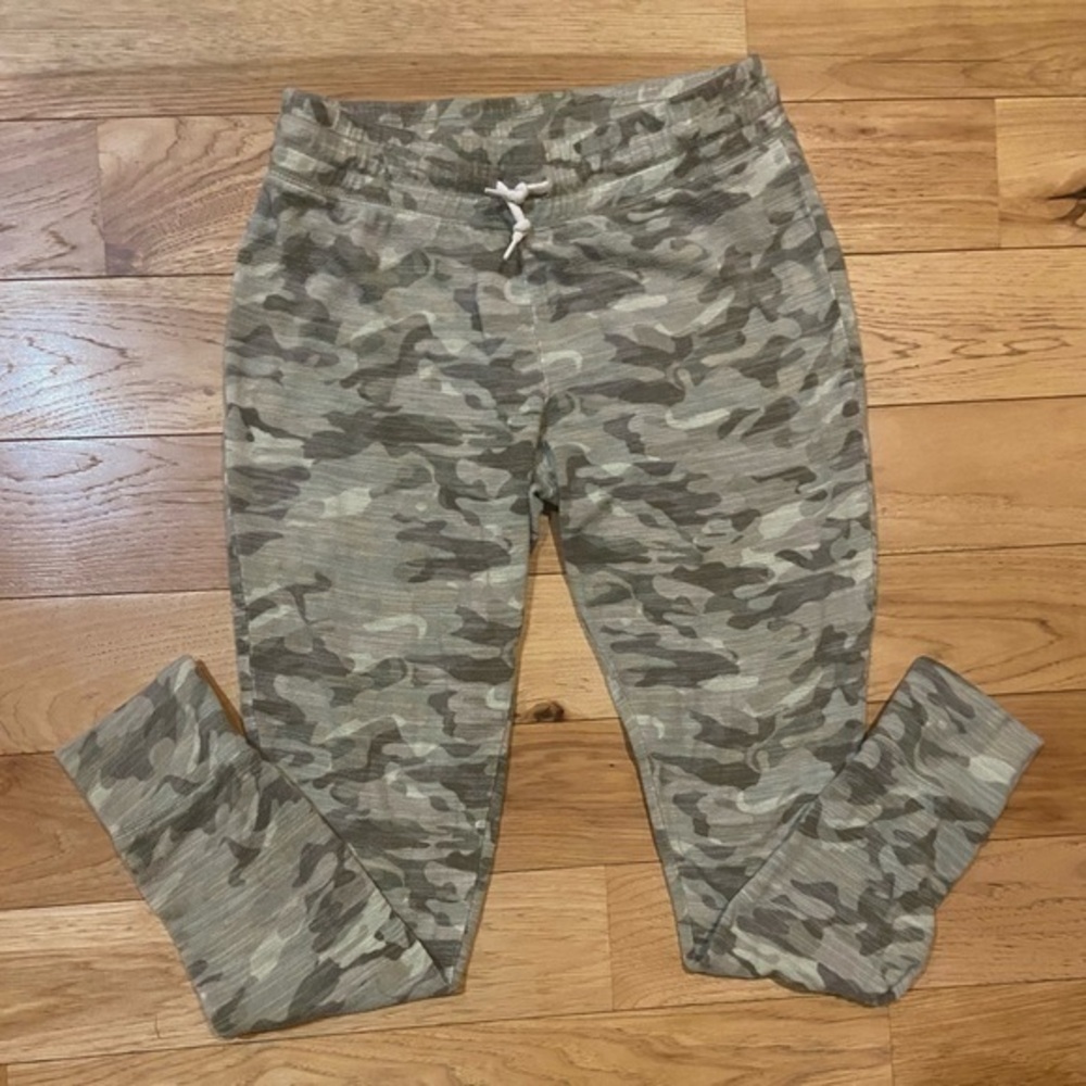 Green Camo Joggers Sweatpants w Pockets & Drawstring Waist Girls Size XL 14/16